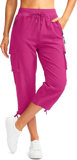 Soothfeel Women's Cargo Capris Pants with 6 Pockets Lightweight Quick Dry Travel Hiking Summer Pants for Women Casual
