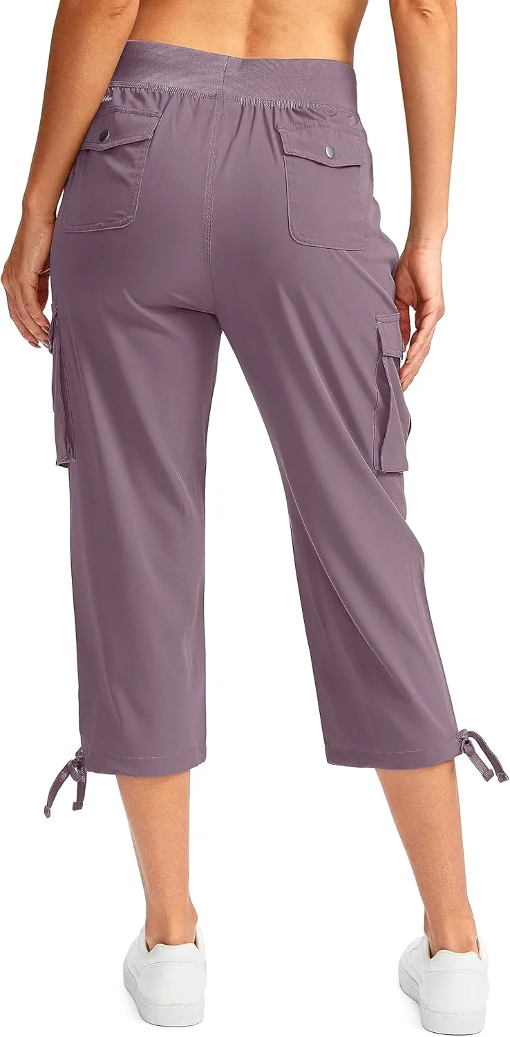 Soothfeel Women's Cargo Capris Pants with 6 Pockets Lightweight Quick Dry Travel Hiking Summer Pants for Women Casual