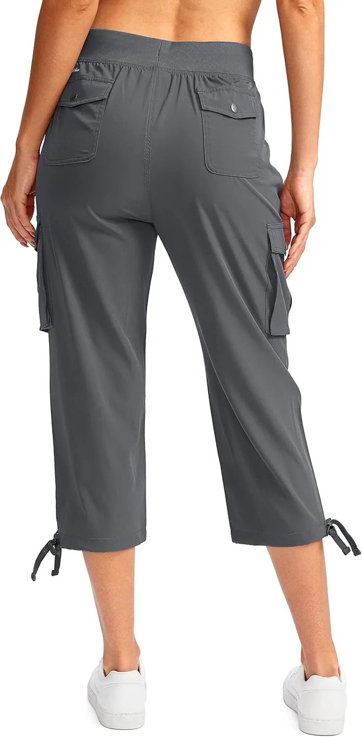 Soothfeel Women's Cargo Capris Pants with 6 Pockets Lightweight Quick Dry Travel Hiking Summer Pants for Women Casual