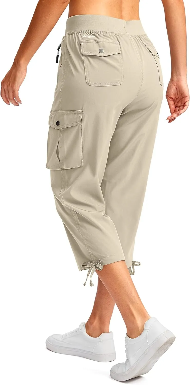 Soothfeel Women's Cargo Capris Pants with 6 Pockets Lightweight Quick Dry Travel Hiking Summer Pants for Women Casual
