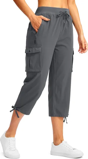 Soothfeel Women's Cargo Capris Pants with 6 Pockets Lightweight Quick Dry Travel Hiking Summer Pants for Women Casual