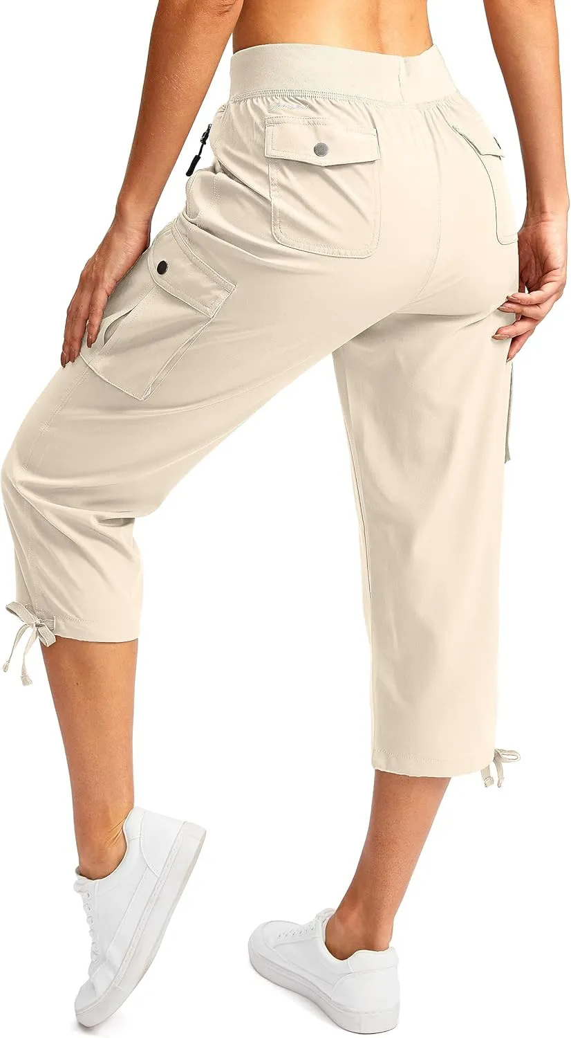 Soothfeel Women's Cargo Capris Pants with 6 Pockets Lightweight Quick Dry Travel Hiking Summer Pants for Women Casual