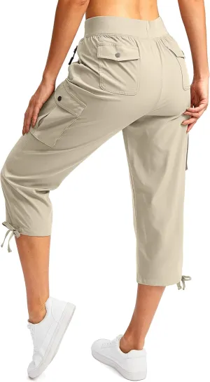 Soothfeel Women's Cargo Capris Pants with 6 Pockets Lightweight Quick Dry Travel Hiking Summer Pants for Women Casual