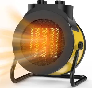 Space Heaters for Indoor Use, 1500W PTC Electric Heater with 90°Adjustable Angle, Fast Safety Heat, Small Portable Heater for Office Home(Yellow)
