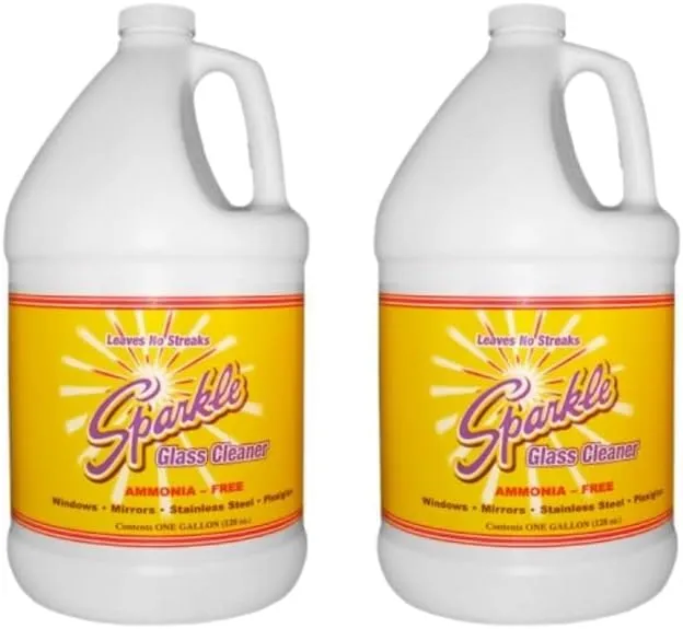 Sparkle Glass Cleaner Spray Refill Bottle, Ammonia-Free Glass Cleaner, Leaves No Streaks, One Gallon Refill Bottle (Pack of 2)
