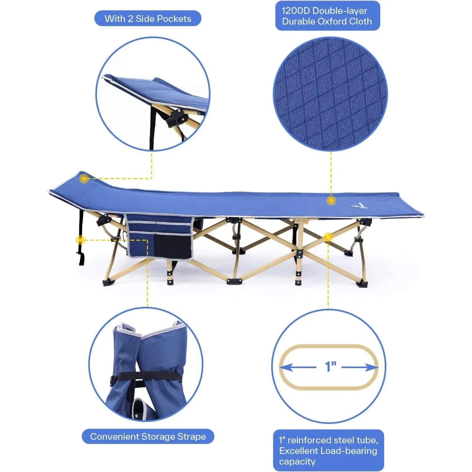 Sportneer Heavy-Duty Camping Cot with Mattress - Portable Bed for Adults, Max Load 450 lbs