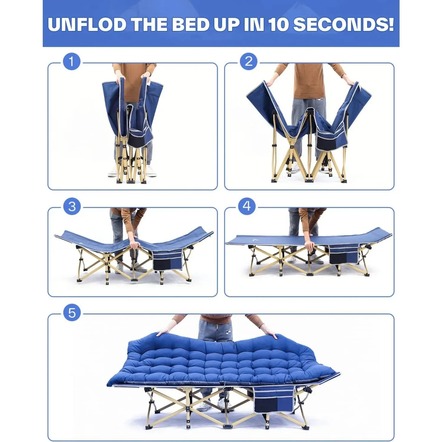 Sportneer Heavy-Duty Camping Cot with Mattress - Portable Bed for Adults, Max Load 450 lbs