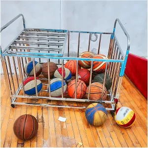 Sports Ball Storage Stand Ball Storage Garage Organizer Rolling Basketball Cart with Wheels, Outdoor Waterproof Ball Bin Sports Equipment Rack Stand for School/Church