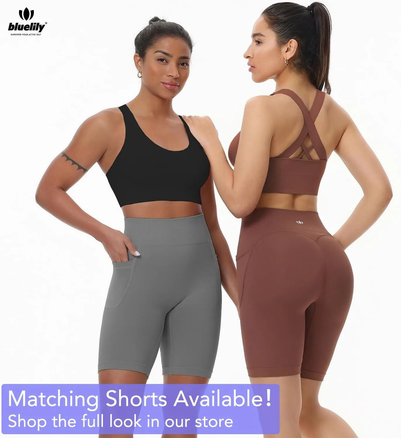 Sports Bras for Women High Impact Cross Back Strappy Bras Cropped Padded Seamless Workout Yoga Bras Set
