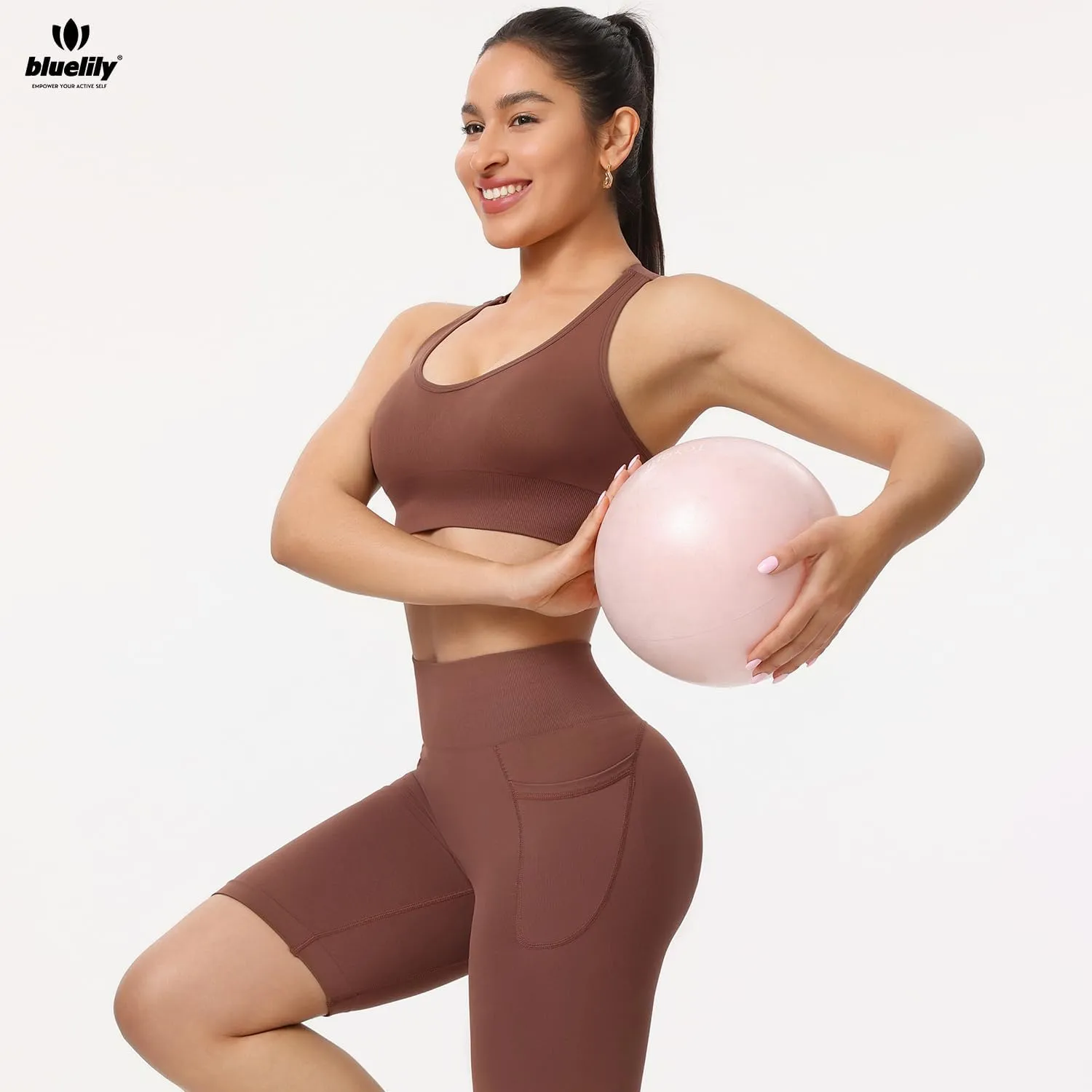 Sports Bras for Women High Impact Cross Back Strappy Bras Cropped Padded Seamless Workout Yoga Bras Set