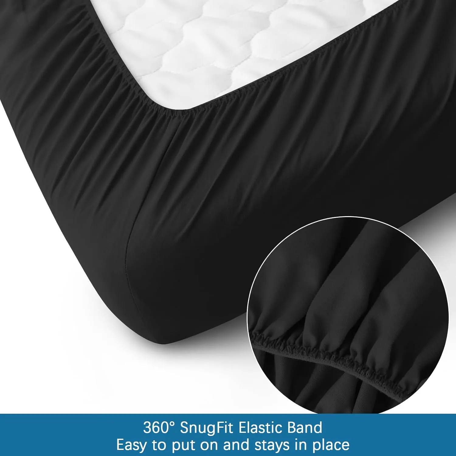 SPRINGSPIRIT Cot Sheets 30" x 75" x 9", 4 Piece Cot Sheet Set, Cot Size Fitted Sheets with Narrow Twin/Camp Bunk/Rvs Bunk/Guest Beds/Trifold Mattress, Black