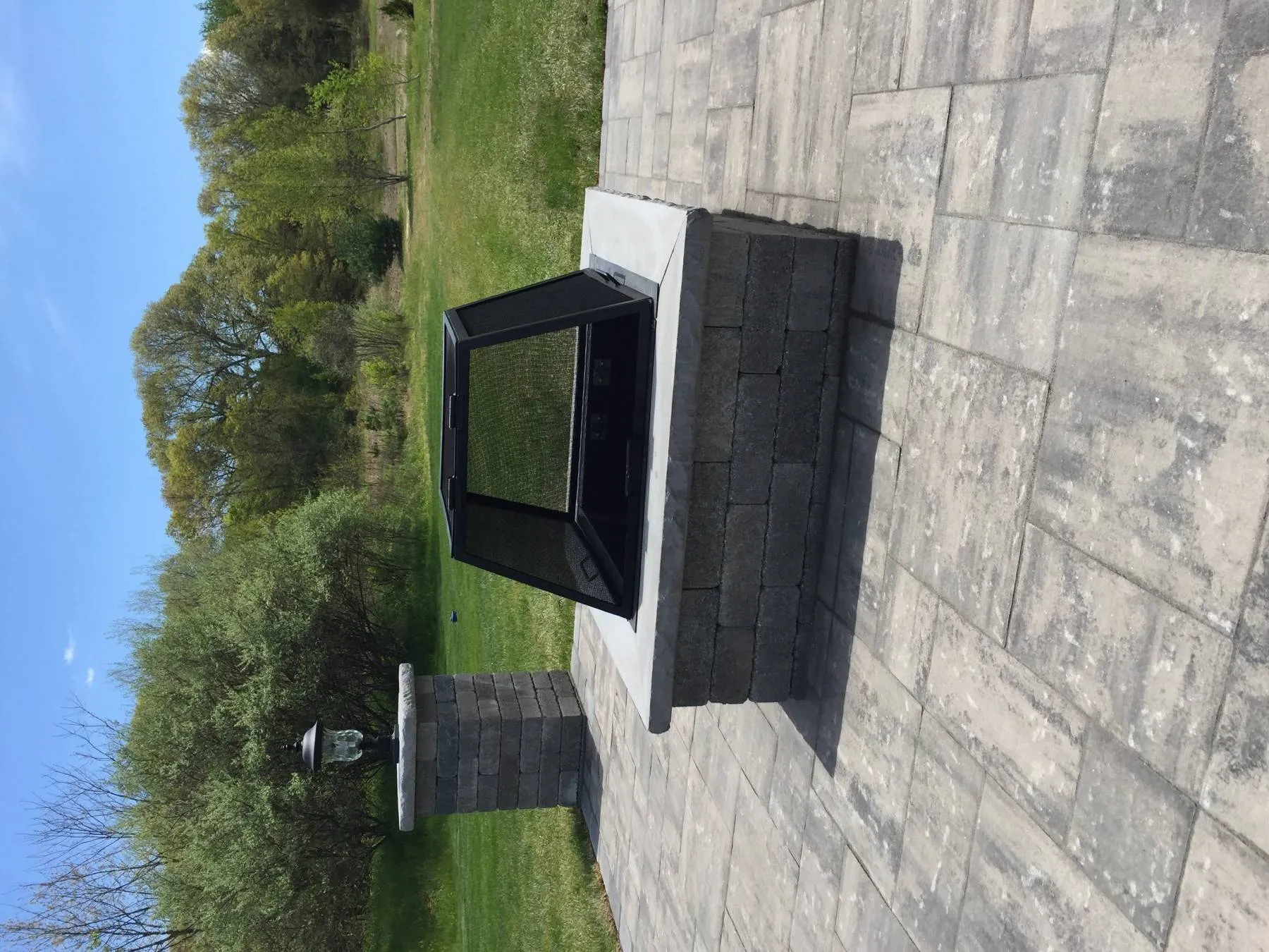 Square Fire Pit Screen with Hinged Door - Carbon Steel