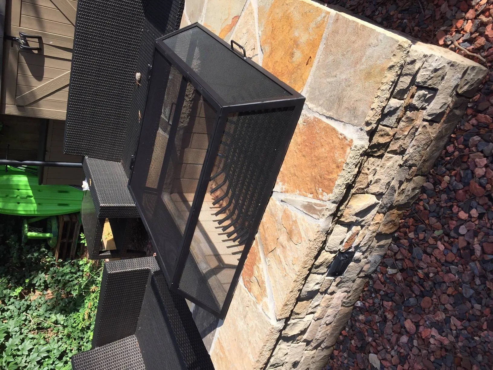Square Fire Pit Screen with Hinged Door - Stainless Steel