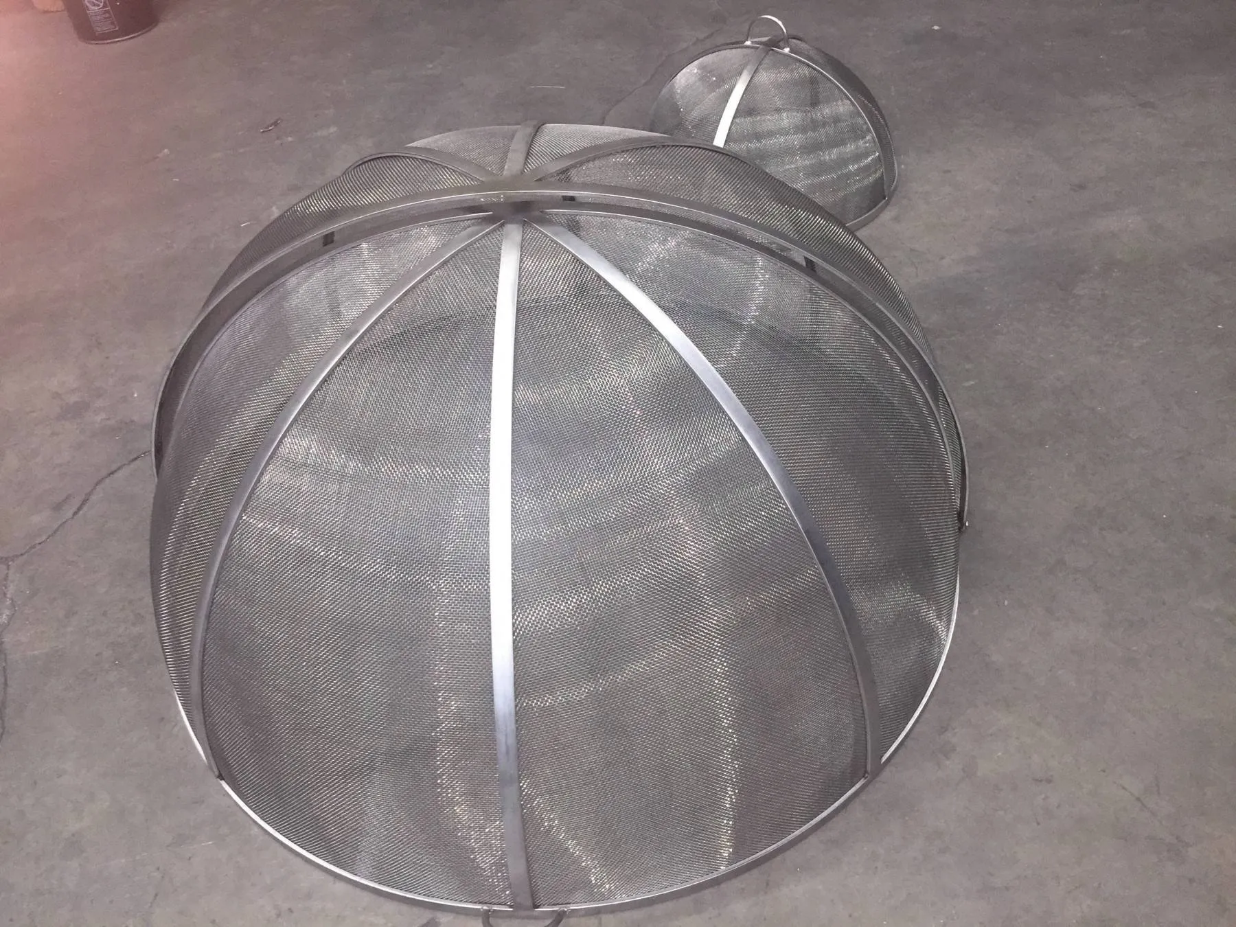 Square Fire Pit Screen with Hinged Door - Stainless Steel