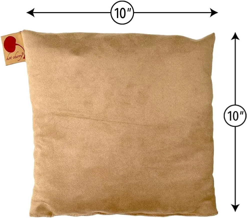 Square Natural Denim Cherry Pit-Stone Pillow, Microwavable Hot/Cold Compress, Sustainable Heating Pad, Moist Heat, Muscle Joint Pain Relief