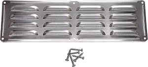 Stainless Steel BBQ Grill Air Vent with Screen - Outdoor Kitchen - Fire Pit or Smoker Shed Venting Cover 15" by 4-1/2"
