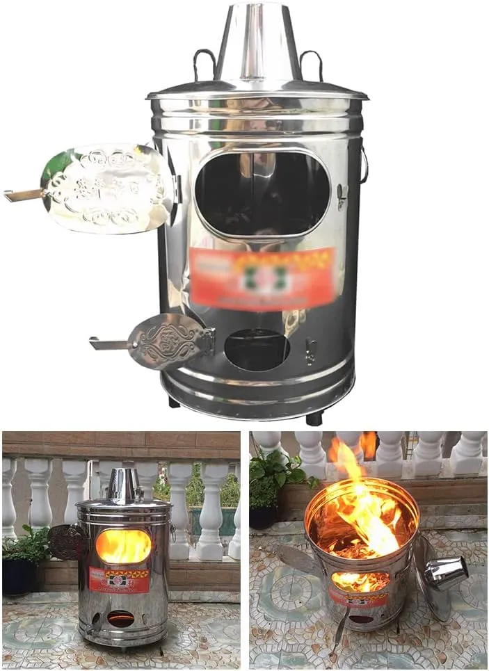 Stainless Steel Incinerator with Chimney, Portable Garden Incinerator Burning Barrel with Fire Hook, Cleaning The Backyard, Paper and Leaves