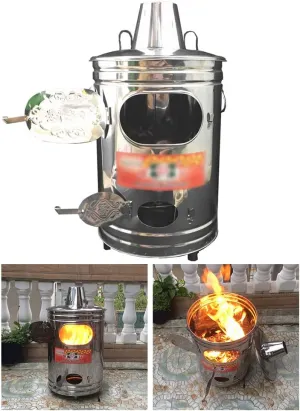 Stainless Steel Incinerator with Chimney, Portable Garden Incinerator Burning Barrel with Fire Hook, Cleaning The Backyard, Paper and Leaves