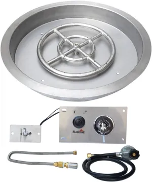 Stanbroil 25 Inch Drop-in Round Fire Pit Pan with Spark Ignition Propane Gas Version