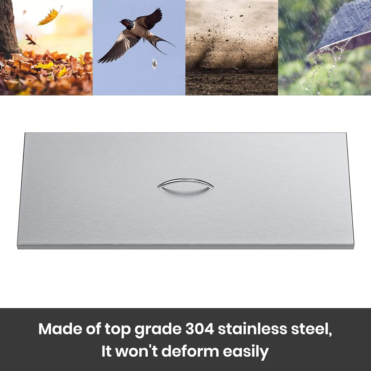 Stanbroil Fire Pit Burner Pan Cover 33" x 13", Fits 30 x10 Inches Drop-in Burner Pan, Stainless Steel