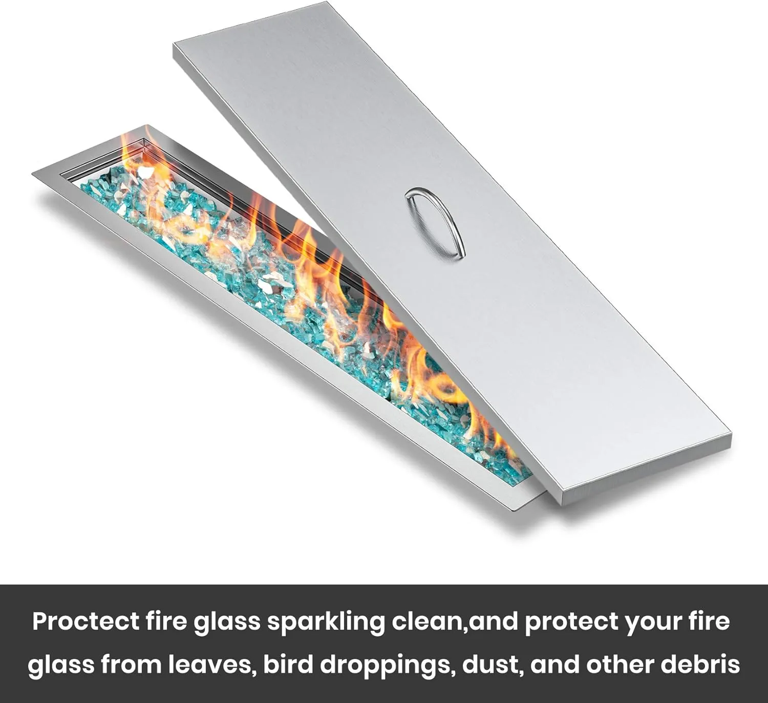 Stanbroil Fire Pit Lid Fits 36 x 6 Inches Linear Drop-in Burner Pan, Solid Stainless Steel Cover for Outside Firepit