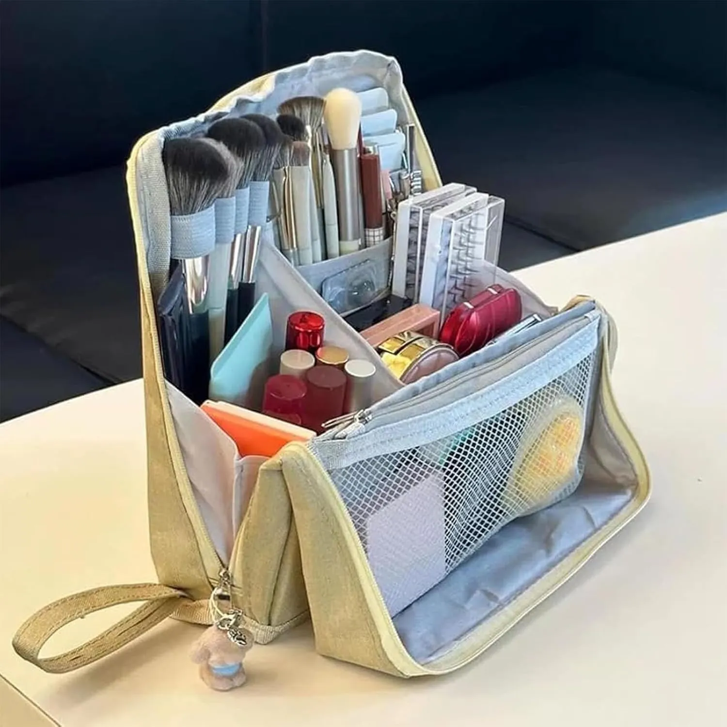 Standing Makeup Bag – Portable, Large Capacity, Multi-purpose Large Capacity Oxford Cloth Standing Makeup Bag (1 Gray)