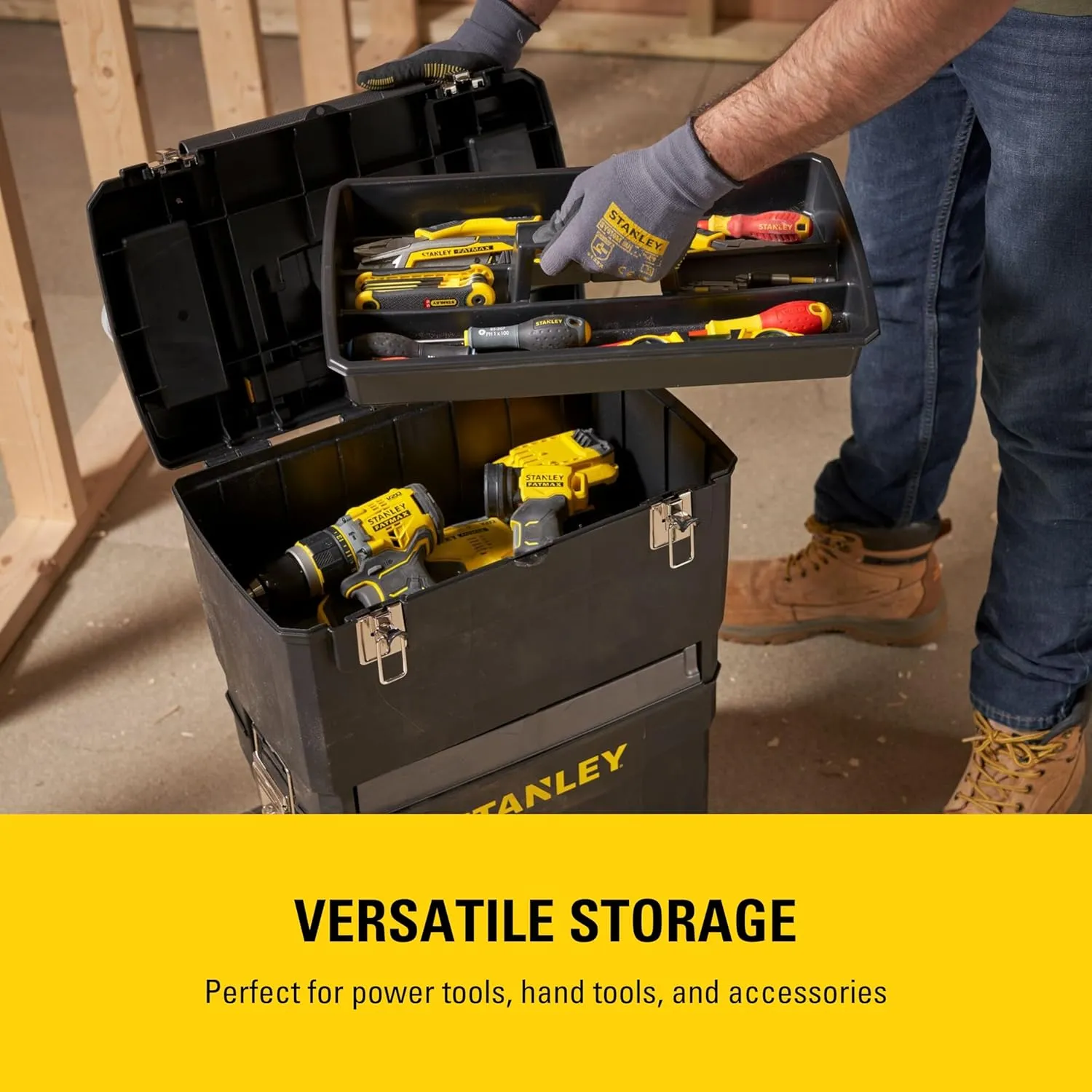 STANLEY Mobile Work Centre Toolbox, 2 Tier Stackable Units, 1-93-968
