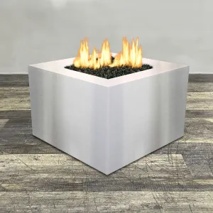 Starfire Designs Metal Gravity 36" Square Stainless Steel Gas Fire Pit with Propane Tank Access Door