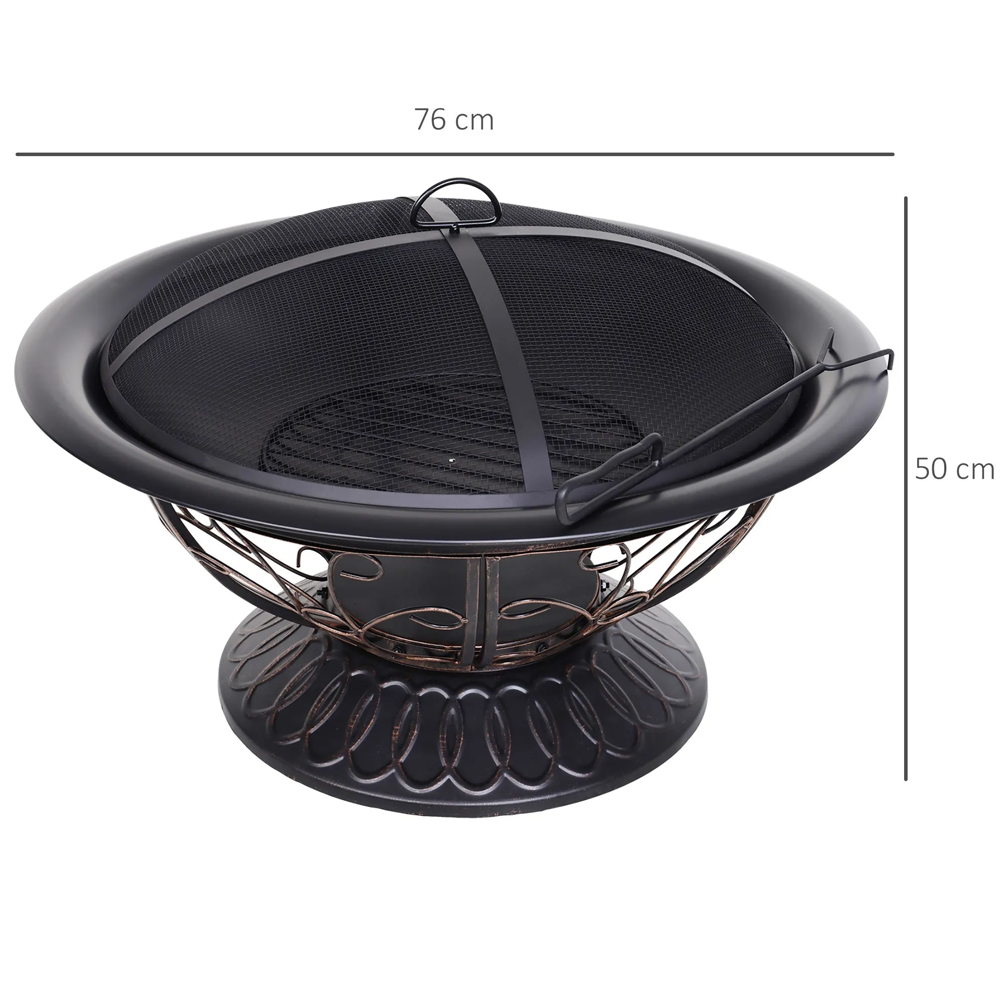 Steel Lift-Top Screen Firepit Black