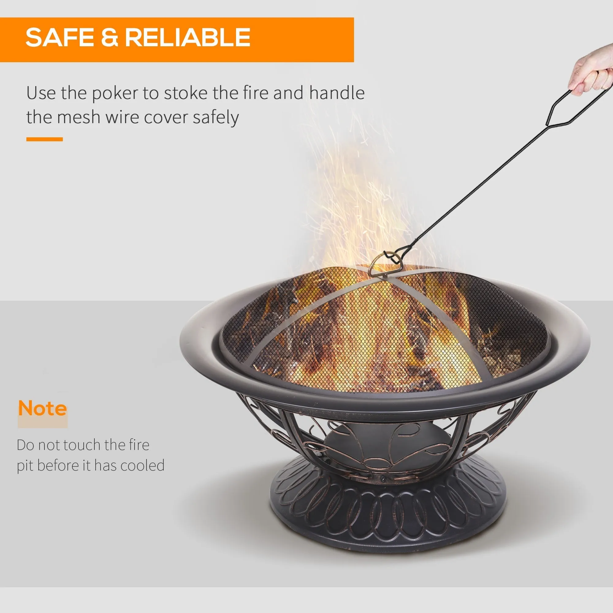 Steel Lift-Top Screen Firepit Black