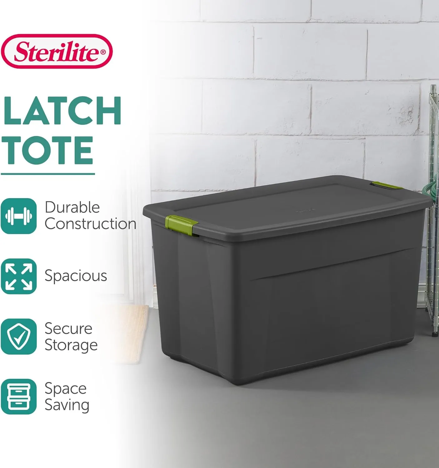 Sterilite 4-Pack Storage Bins with Lids, Extra Large Tote Bin Containers, 35 Gallon, Gray