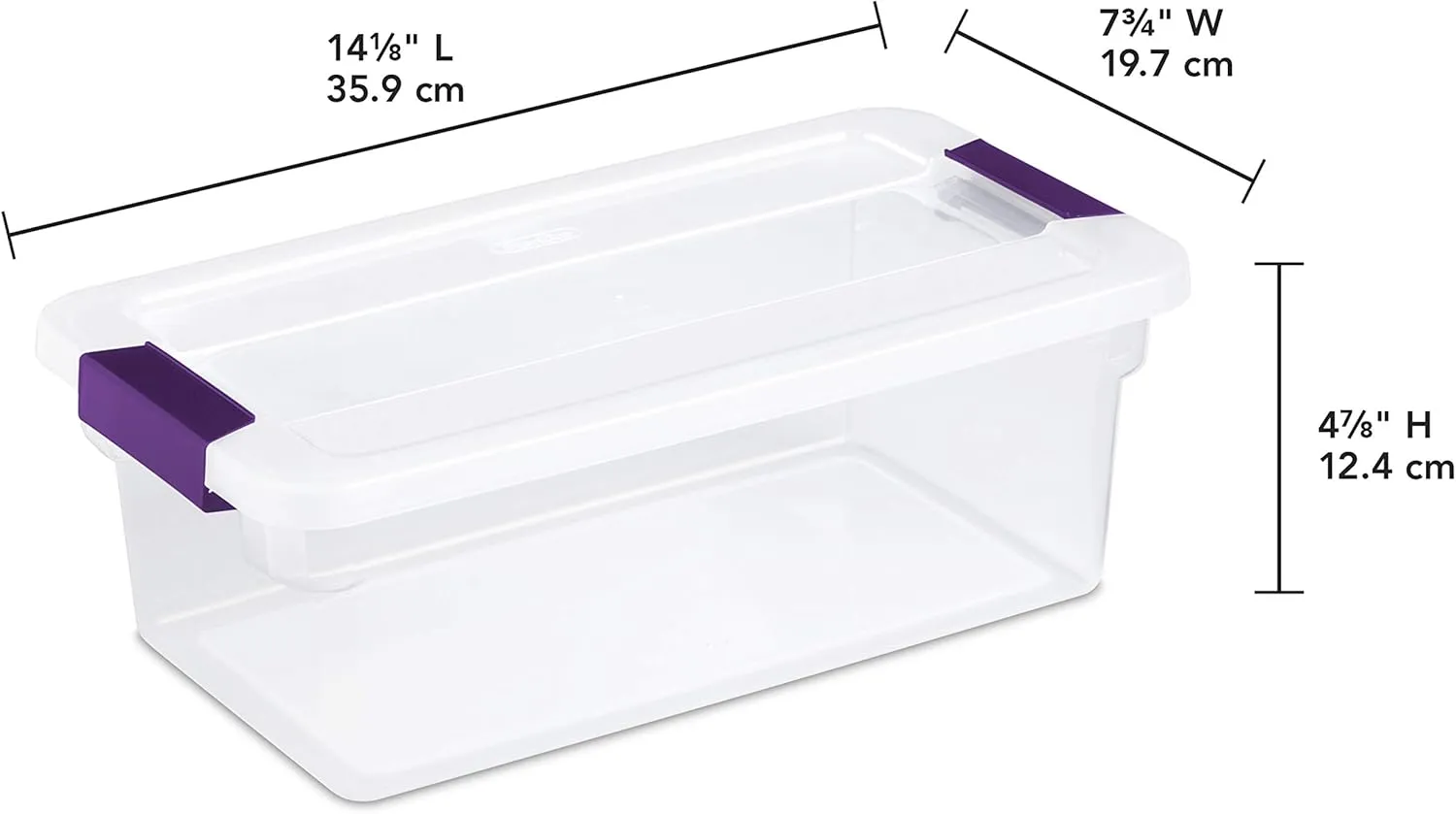 Sterilite 6 Qt ClearView Latch Storage Box, Stackable Bin with Latching Lid, Plastic Container to Organize Shoes in Closet, Clear Base, Lid, 12-Pack