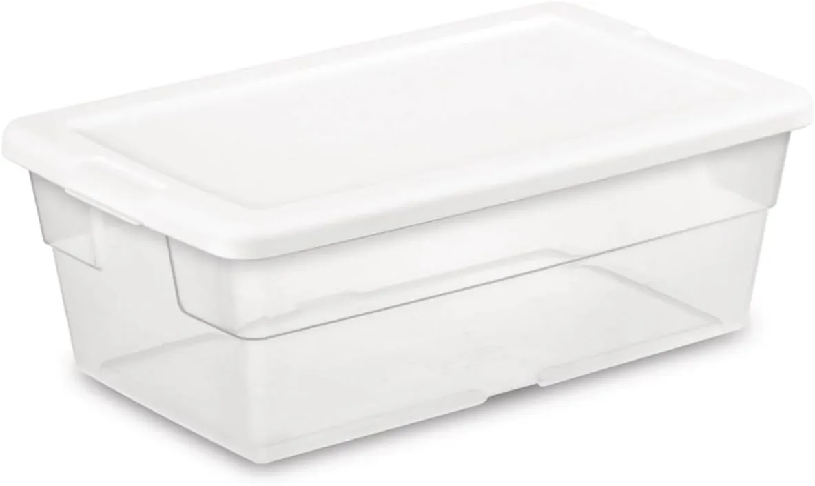 STERILITE 6-Quart Storage Bin Shoe Box - Clear (4)
