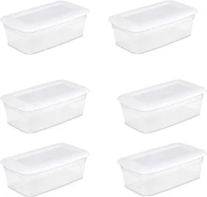 STERILITE 6-Quart Storage Bin Shoe Box - Clear (6)