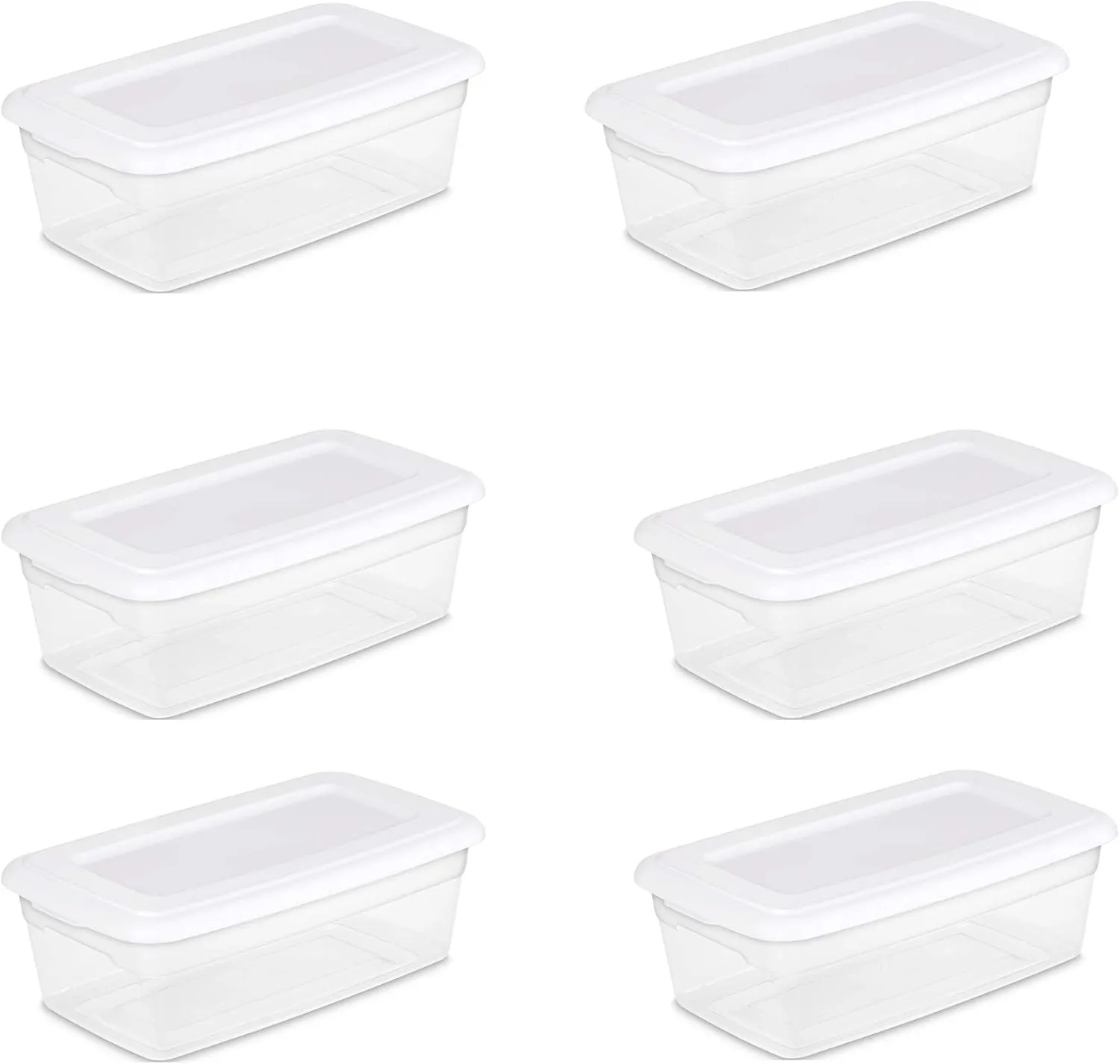 STERILITE 6-Quart Storage Bin Shoe Box - Clear (6)