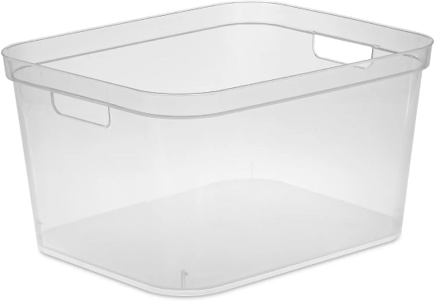 Sterilite 8.25x12.25x15 Inch Modern Polished Storage Bin w/Comfortable Carry Through Handles & Banded Rim for Household Organization, Clear (6 Pack)