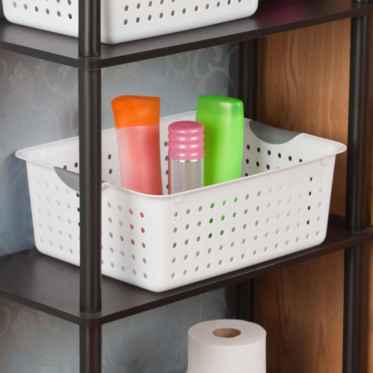 Sterilite Large Ultra Basket, Storage Bin to Organize Closets, Cabinets, Pantry, Shelving and Countertop Space, White, (Pack of 6)
