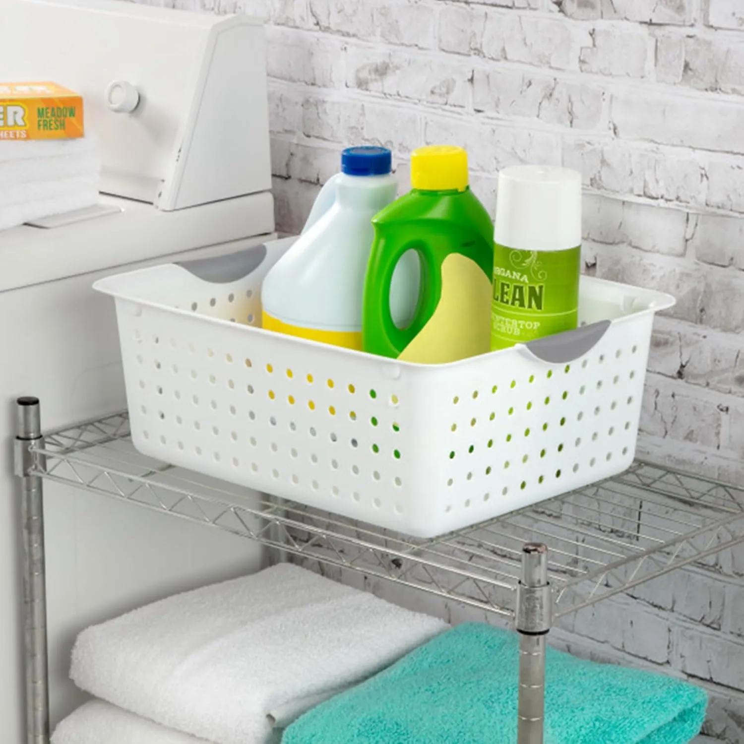 Sterilite Large Ultra Basket, Storage Bin to Organize Closets, Cabinets, Pantry, Shelving and Countertop Space, White, (Pack of 6)