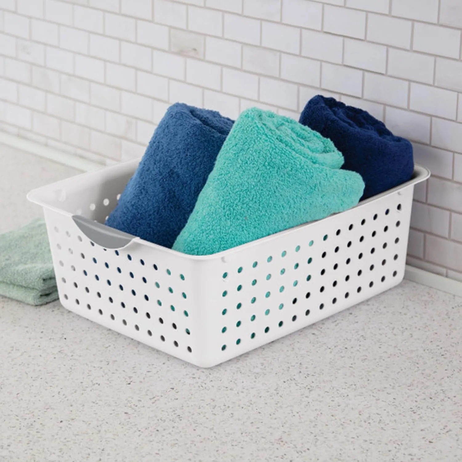 Sterilite Large Ultra Basket, Storage Bin to Organize Closets, Cabinets, Pantry, Shelving and Countertop Space, White, (Pack of 6)