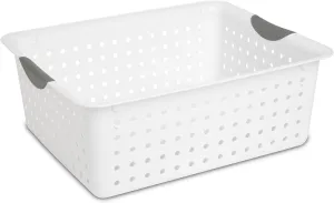 Sterilite Large Ultra Basket, Storage Bin to Organize Closets, Cabinets, Pantry, Shelving and Countertop Space, White, (Pack of 6)