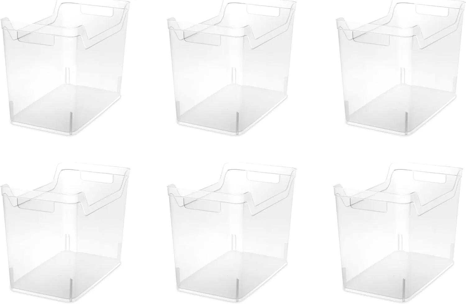 Sterilite Medium Shelf Bin with Handles, Plastic Storage Container for Organizing Shelving, Closet, Pantry, and Countertops, Clear, 6-Pack
