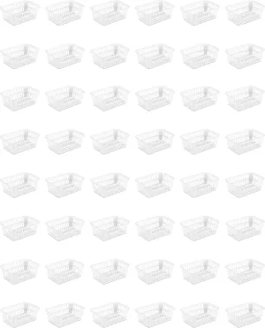 Sterilite Storage Basket, Plastic Basket to Organize Closets, Shelves or Countertops in the Kitchen or Bathroom, White, 48-Pack