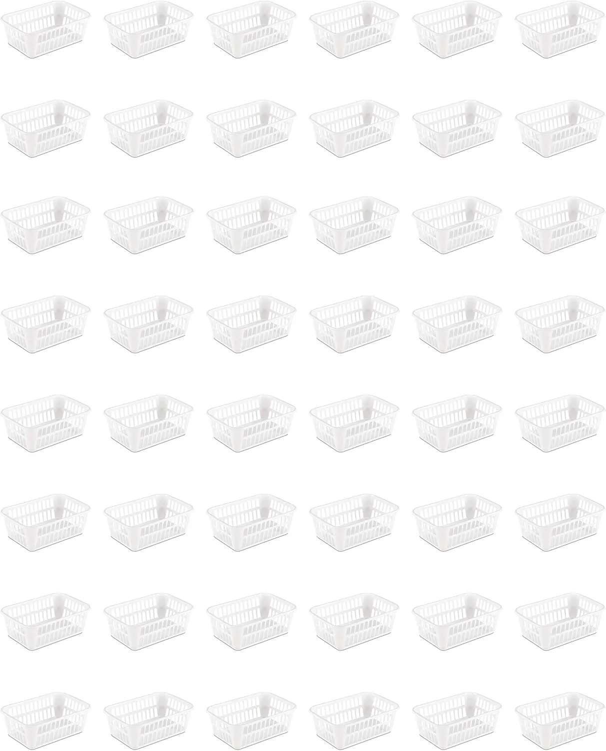 Sterilite Storage Basket, Plastic Basket to Organize Closets, Shelves or Countertops in the Kitchen or Bathroom, White, 48-Pack