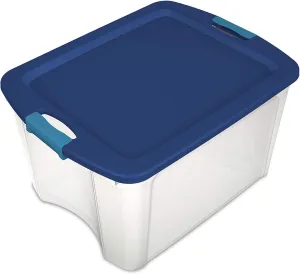 STERILITE True Blue 72 Qt./18 Gal. Latching Storage Bin with Clear Base