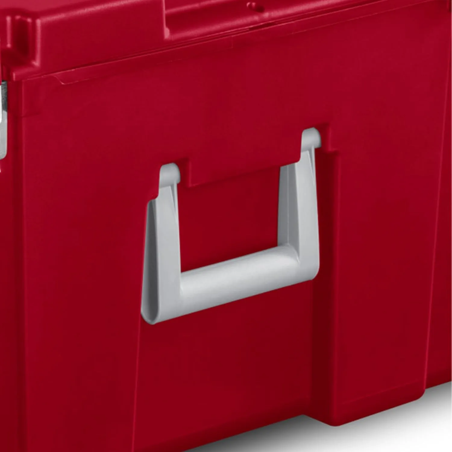 Sterilite Wheeled Footlocker, Plastic Utility Lockable Storage Container with Handle, Red