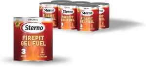 Sterno 6-Pack Firepit Gel Fuel - 3 Hours of Burn Time, Realistic Wood Crackling Sounds - Smokeless & Odorless, No Ash & Soot - All-Weather Burner for Indoor & Outdoor Fire Pit