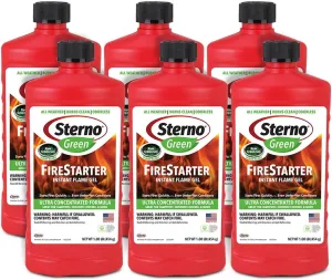 Sterno Fire Starter Fluid Gel Green Firestarter for Instant Flame, Concentrated Ethanol Fuel for Camp Fire or Fireplace, All-Weather Ethanol Burner for Indoor & Outdoor, 16 Oz Each, Pack of 6 Bottles