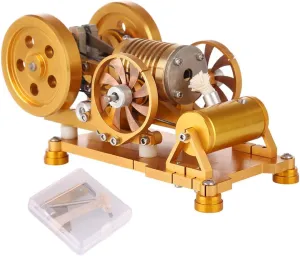 Stirling Engine Model Kit That Runs, Vacuum Suction Fire Type Aluminum Alloy Engine Model with Brass Cylinder Piston, Physics Experiment Toy