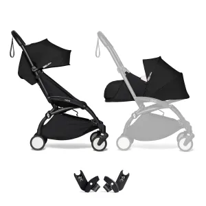 Stokke YOYO2 Stroller, 0  Newborn Pack (Black) & Car Seat Adapters - Includes Black Frame & Black 6  Color Pack - Suitable for Children Up to 48.5 Pounds