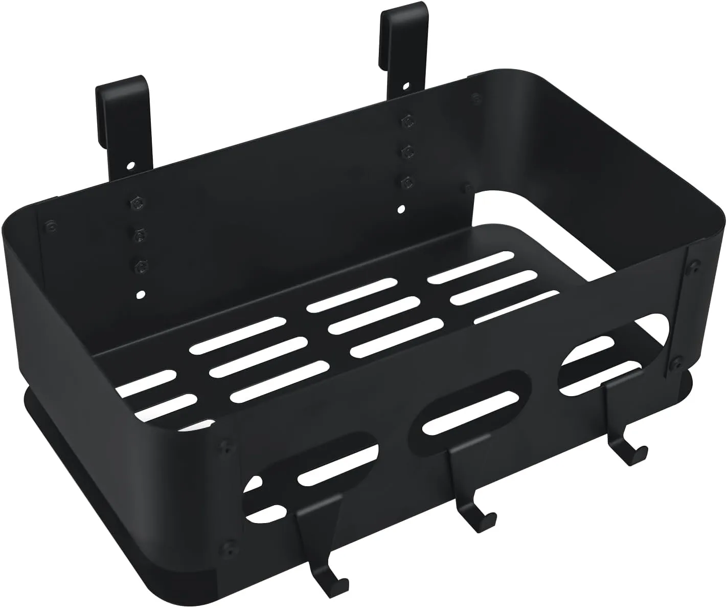 Storage Bin Grill Griddle Caddy With 3 Hangers and Height Adjustable Hook Compatible with Traeger Pellet Grills Pro series 22 34 Pro 575 Pro 780 Ironwood 885 Z-grills Pit boss Smoker Side Basket